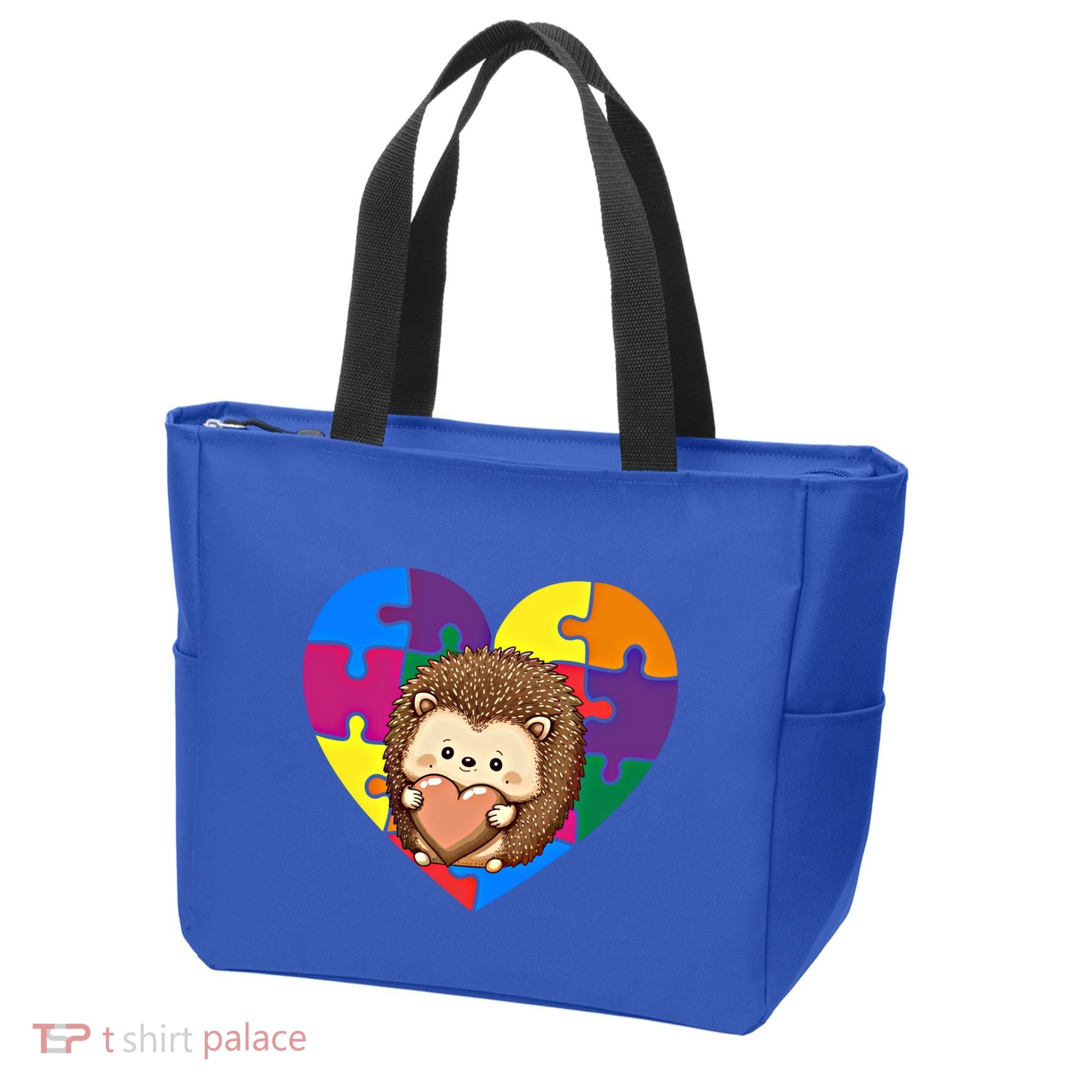 Autism Awareness Hedgehog Heart ValentineS Day Puzzle Piece Funny Gift Tote Bag