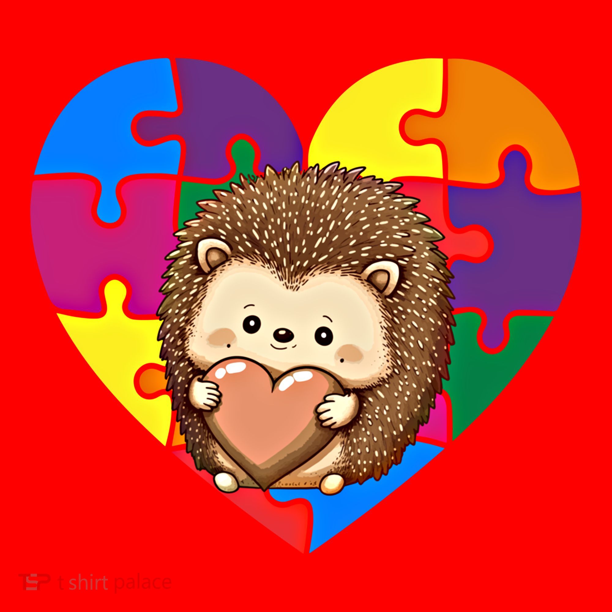 Autism Awareness Hedgehog Heart ValentineS Day Puzzle Piece Funny Gift Santa Hat
