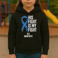 Als Awareness His Fight Is My Fight Kids Hoodie thumb 3