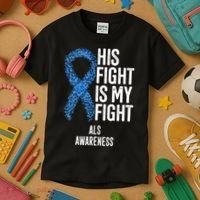 Als Awareness His Fight Is My Fight Kids T-Shirt thumb 3