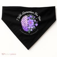 Alzheimer's Awareness I Will Remember For You Brain USA-Made Doggie Bandana thumb 0