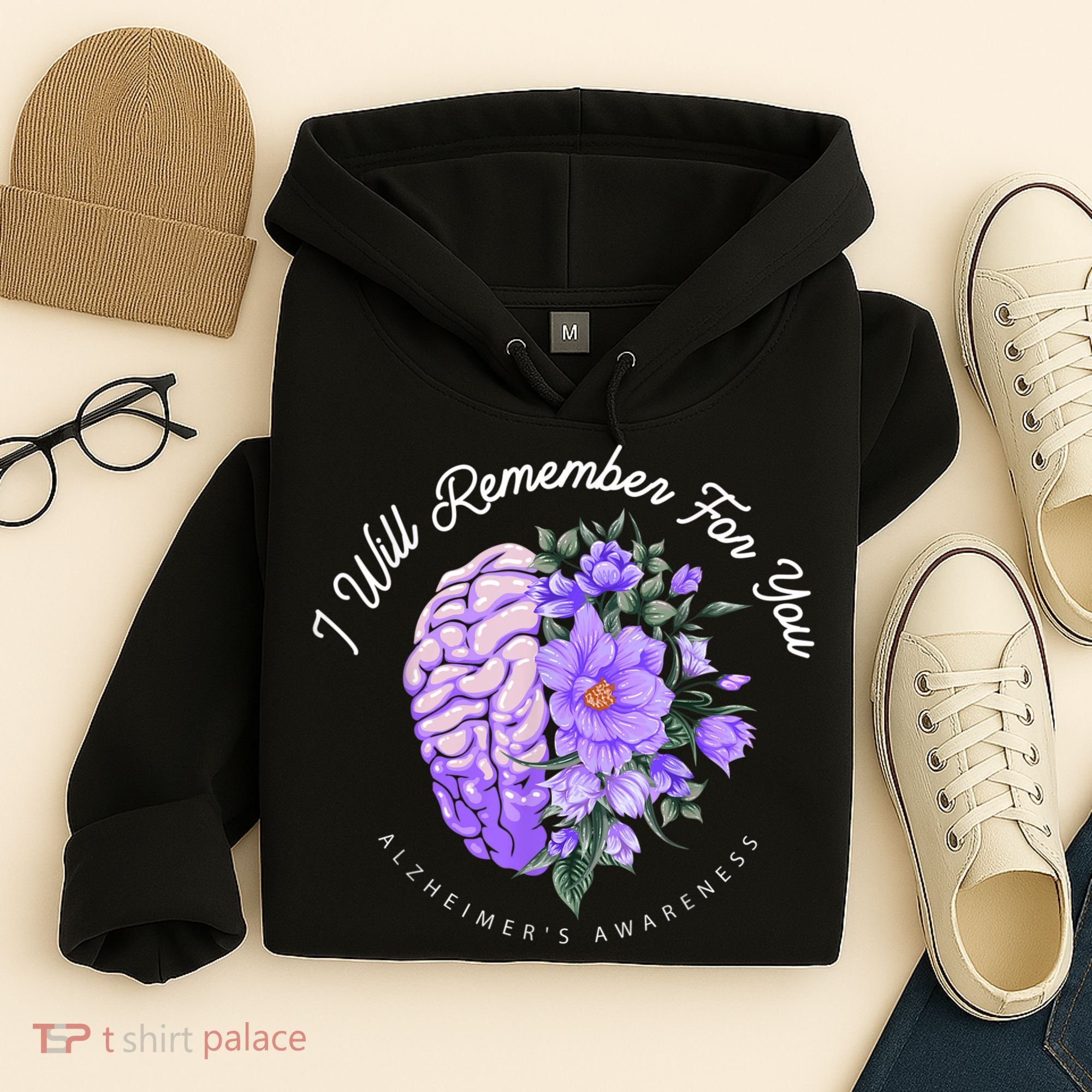 Alzheimer's Awareness I Will Remember For You Brain Hoodie