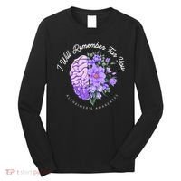 Alzheimer's Awareness I Will Remember For You Brain Long Sleeve Shirt thumb 0