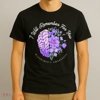Alzheimer's Awareness I Will Remember For You Brain T-Shirt thumb 3
