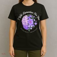 Alzheimer's Awareness I Will Remember For You Brain T-Shirt thumb 4