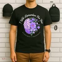 Alzheimer's Awareness I Will Remember For You Brain T-Shirt thumb 6