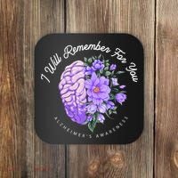 Alzheimer's Awareness I Will Remember For You Brain Coaster thumb 0
