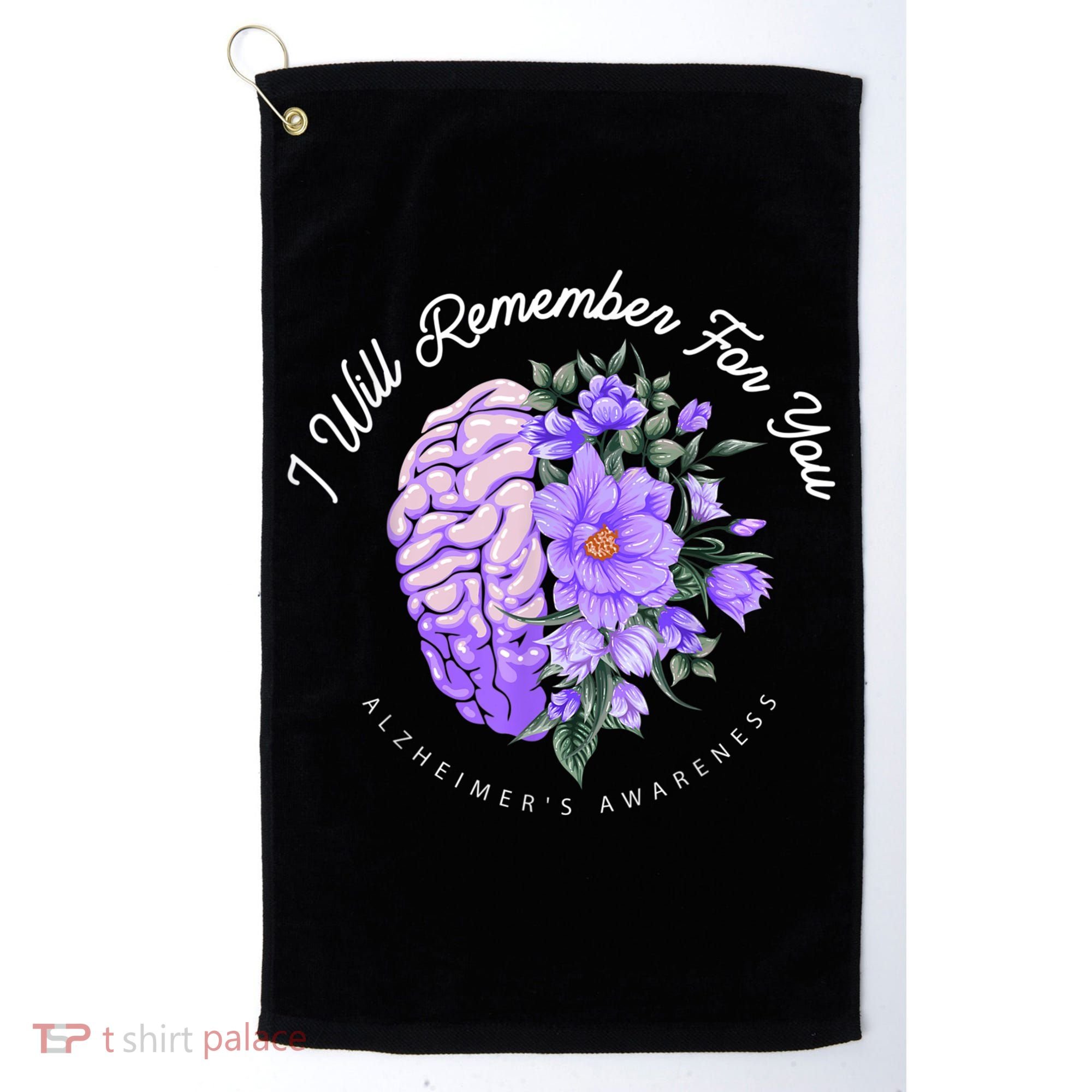 Alzheimer's Awareness I Will Remember For You Brain Golf Towel