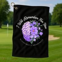 Alzheimer's Awareness I Will Remember For You Brain Golf Towel thumb 1
