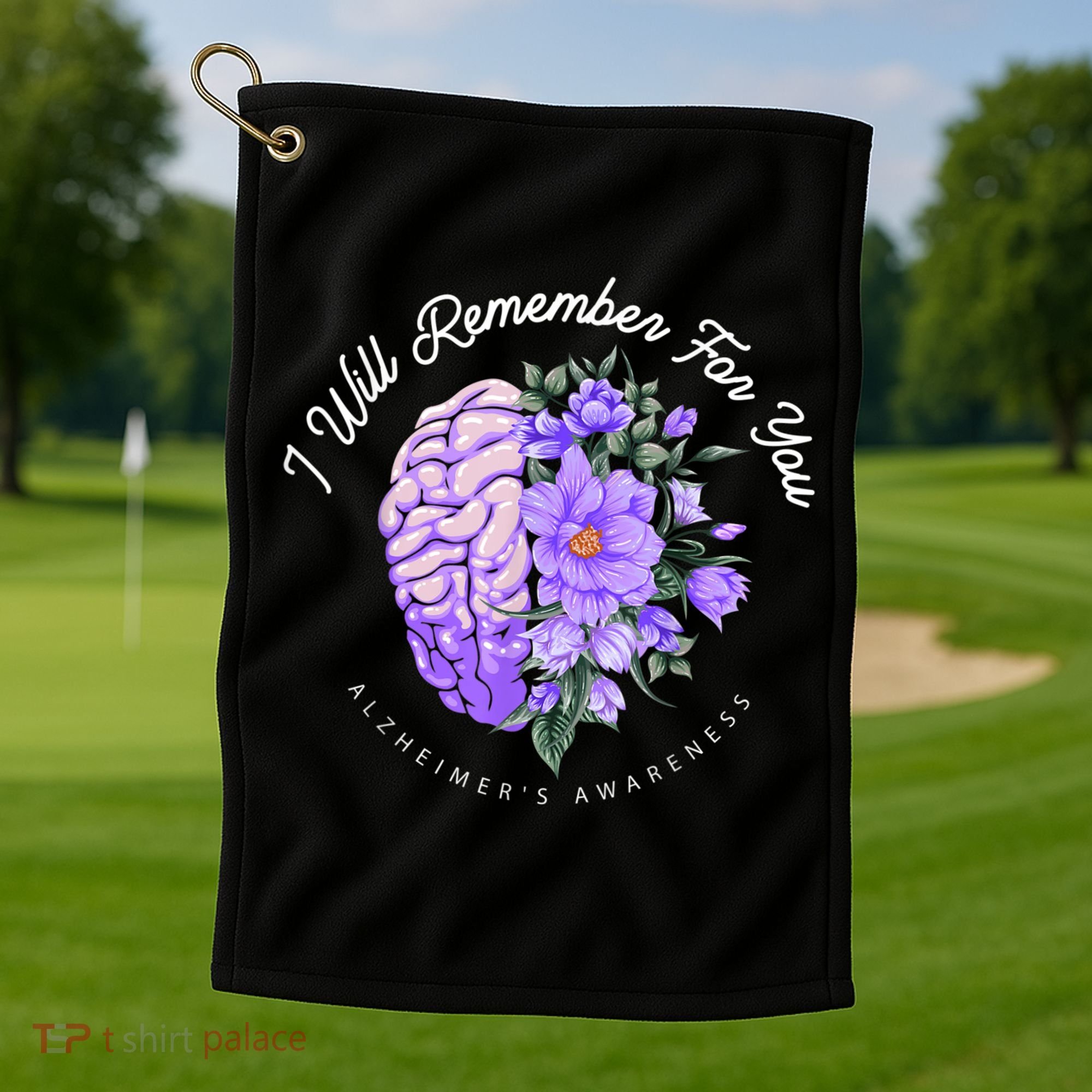 Alzheimer's Awareness I Will Remember For You Brain Golf Towel