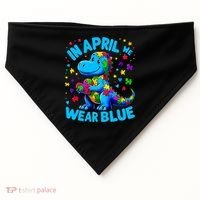 Autism Awareness In April We Wear Blue T-Rex Dino USA-Made Doggie Bandana thumb 0