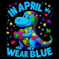 Autism Awareness In April We Wear Blue T-Rex Dino Coffee Mug thumb 5