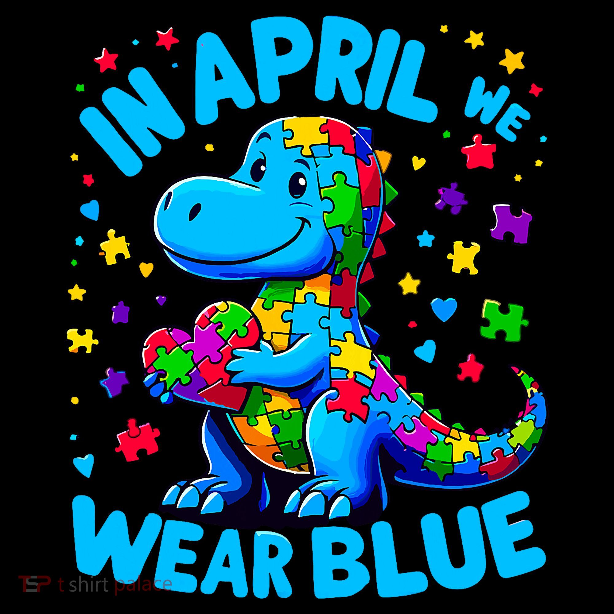 Autism Awareness In April We Wear Blue T-Rex Dino Coffee Mug