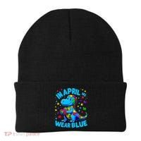Autism Awareness In April We Wear Blue T-Rex Dino Beanie thumb 0