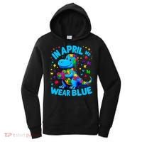 Autism Awareness In April We Wear Blue T-Rex Dino Women's Hoodie thumb 0