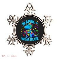 Autism Awareness In April We Wear Blue T-Rex Dino Ornament thumb 0