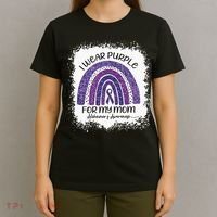 Alzheimer’S Awareness I Wear Purple For My Mom Purple Rainbow T-Shirt thumb 4