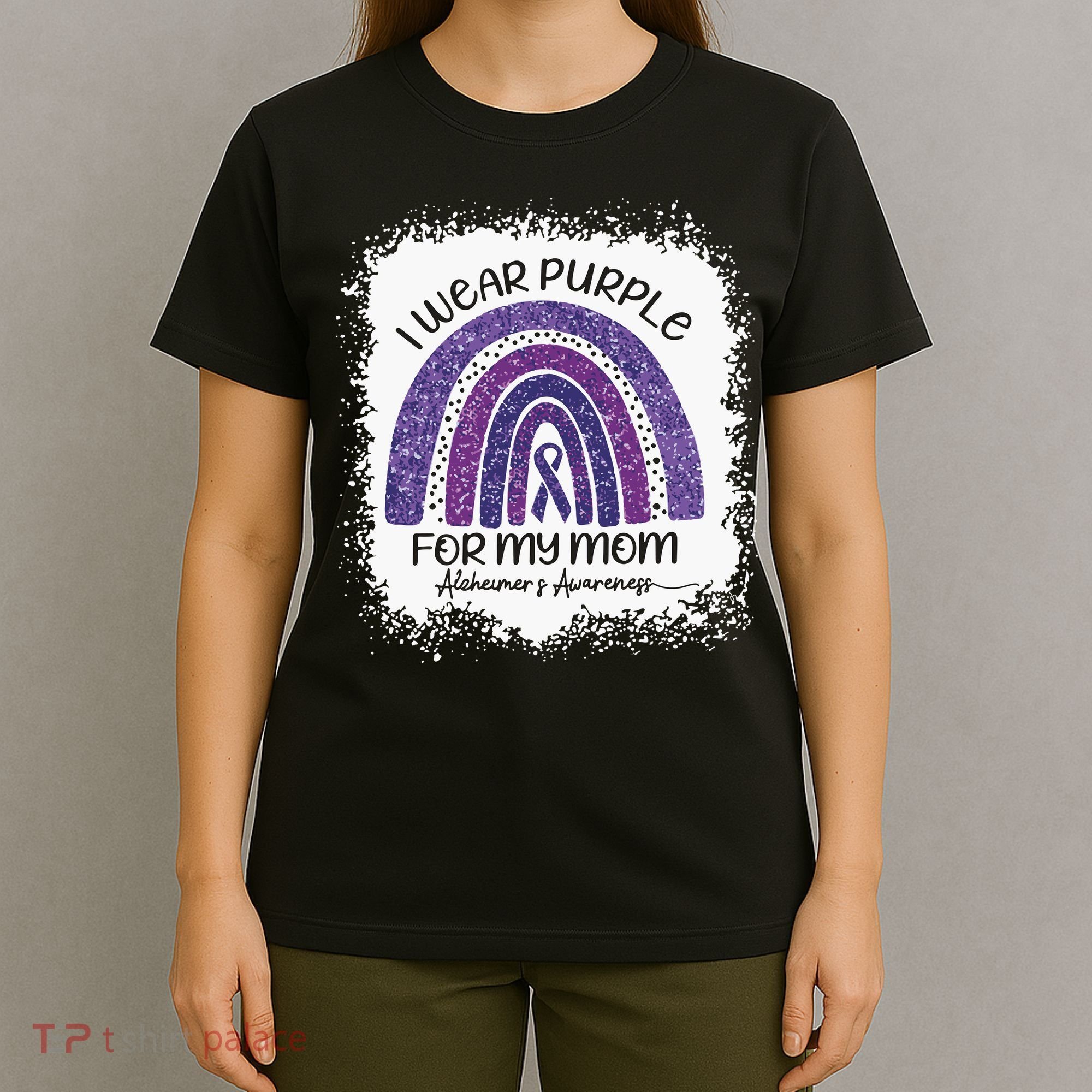 Alzheimer’S Awareness I Wear Purple For My Mom Purple Rainbow T-Shirt