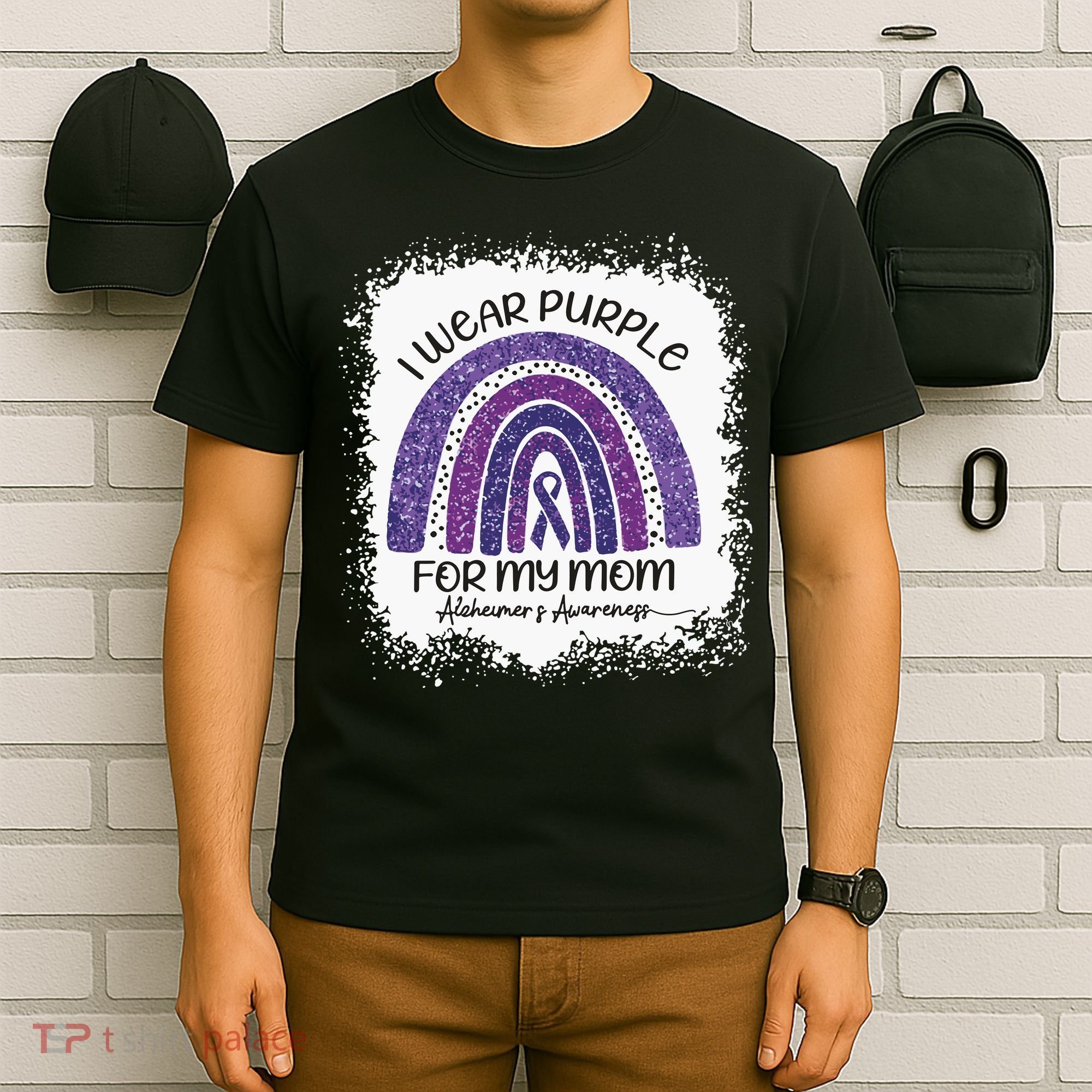 Alzheimer’S Awareness I Wear Purple For My Mom Purple Rainbow T-Shirt