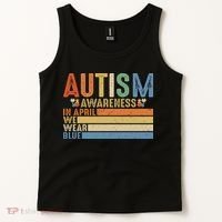 Autism Awareness In April We Wear Blue Tank Top thumb 2