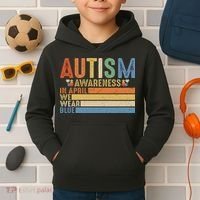 Autism Awareness In April We Wear Blue Kids Hoodie thumb 2