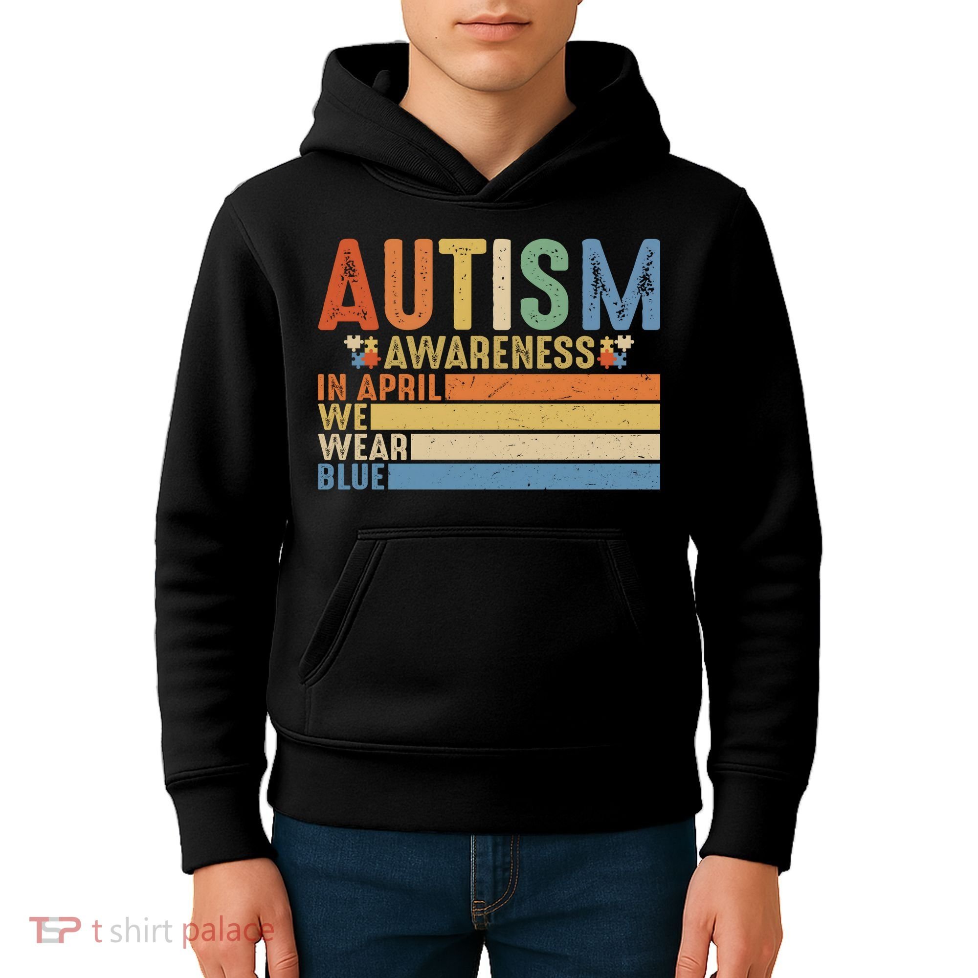 Autism Awareness In April We Wear Blue Kids Hoodie