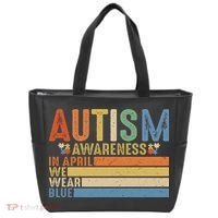 Autism Awareness In April We Wear Blue Tote Bag thumb 0