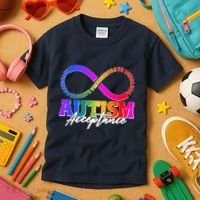 Autism Acceptance Infinity Symbol Kids T-Shirt thumb 3