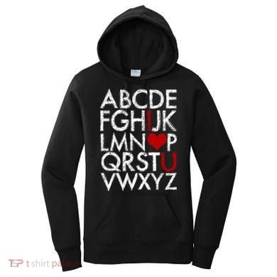 Alphabet ABC I Love You Valentines Day Women's Hoodie