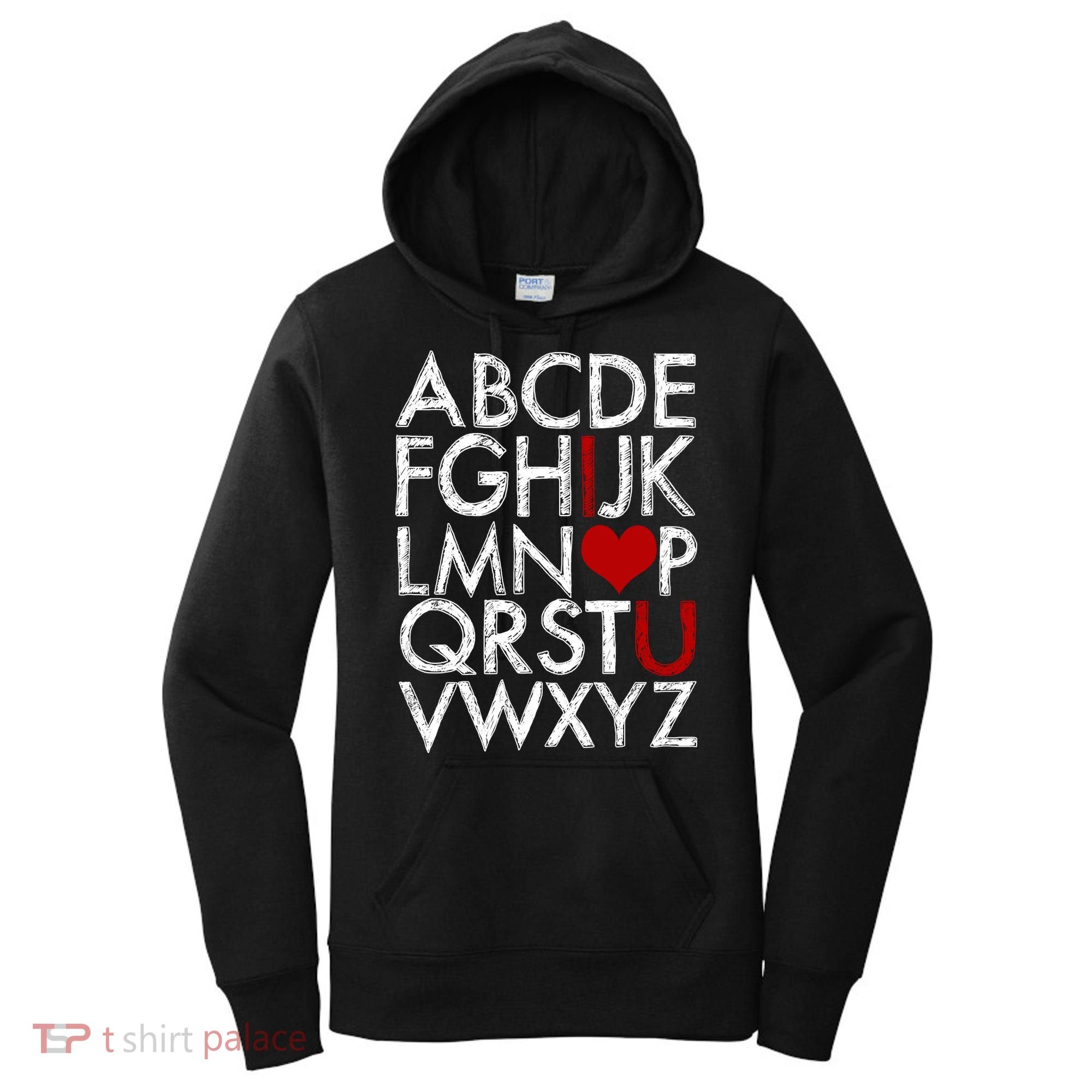Alphabet ABC I Love You Valentines Day Women's Hoodie
