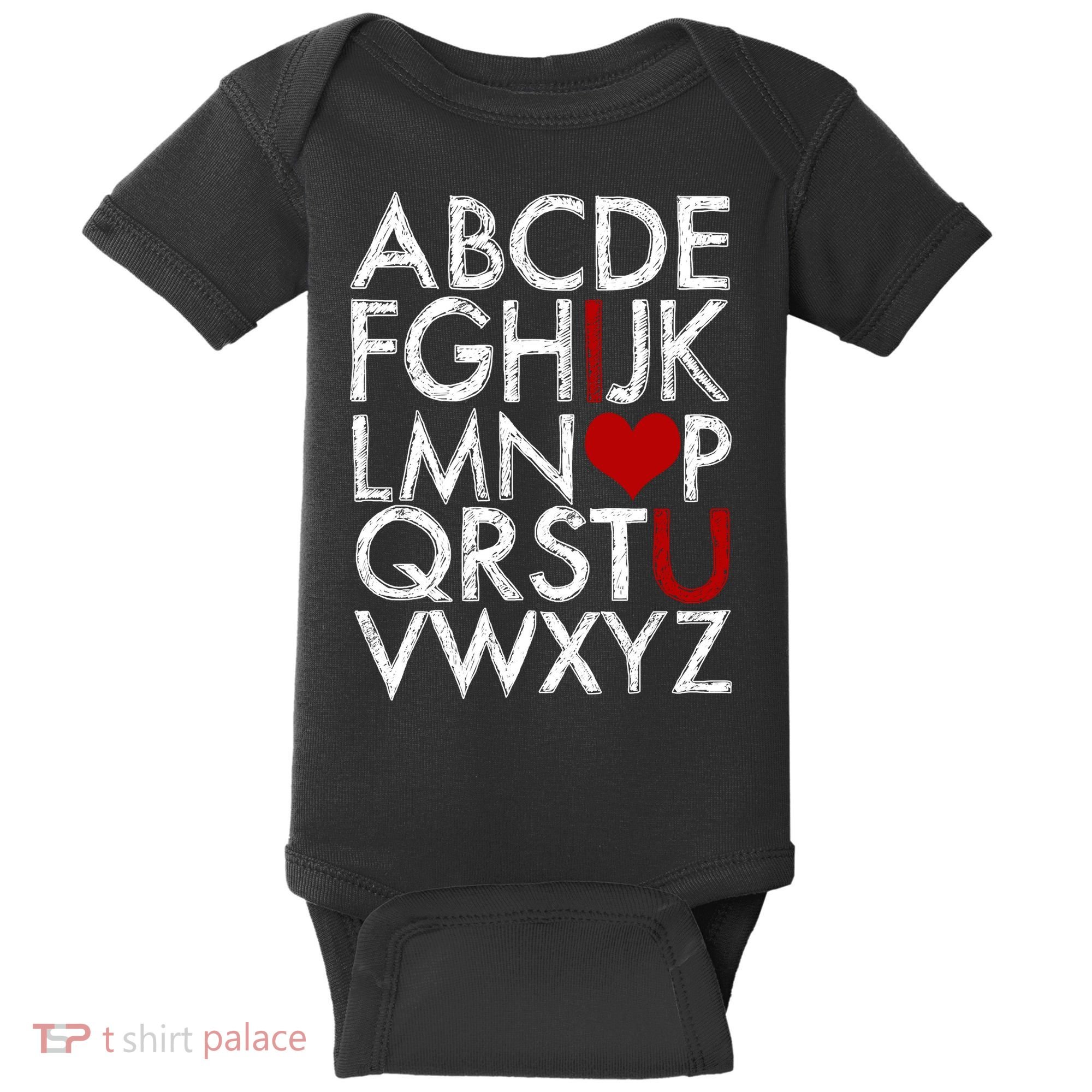 Alphabet ABC I Love You Valentines Day Baby Bodysuit