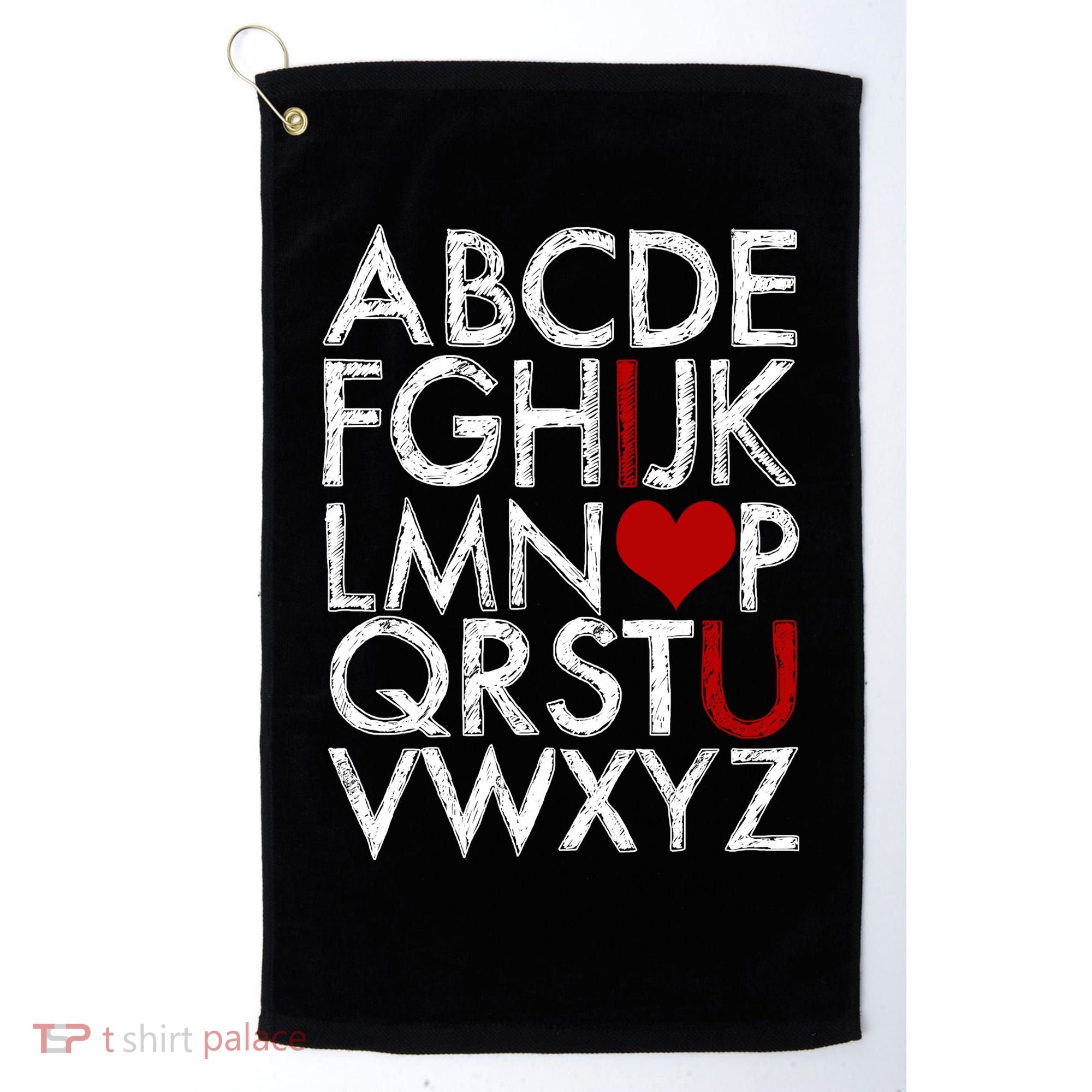 Alphabet ABC I Love You Valentines Day Golf Towel