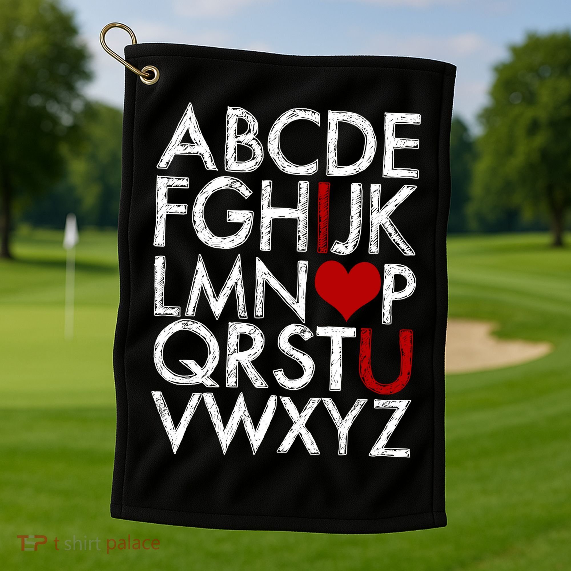 Alphabet ABC I Love You Valentines Day Golf Towel