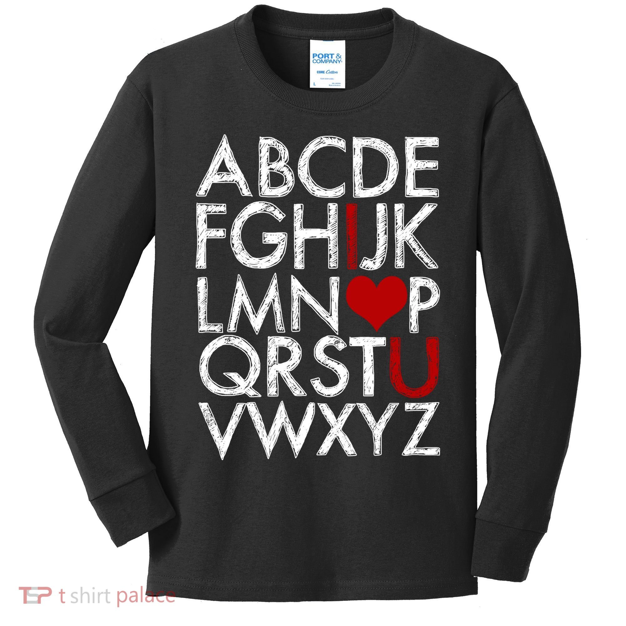 Alphabet ABC I Love You Valentines Day Kids Long Sleeve Shirt