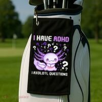 Adhd Awareness I Axolotol Questions Golf Towel thumb 2