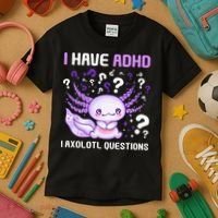 Adhd Awareness I Axolotol Questions Kids T-Shirt thumb 3