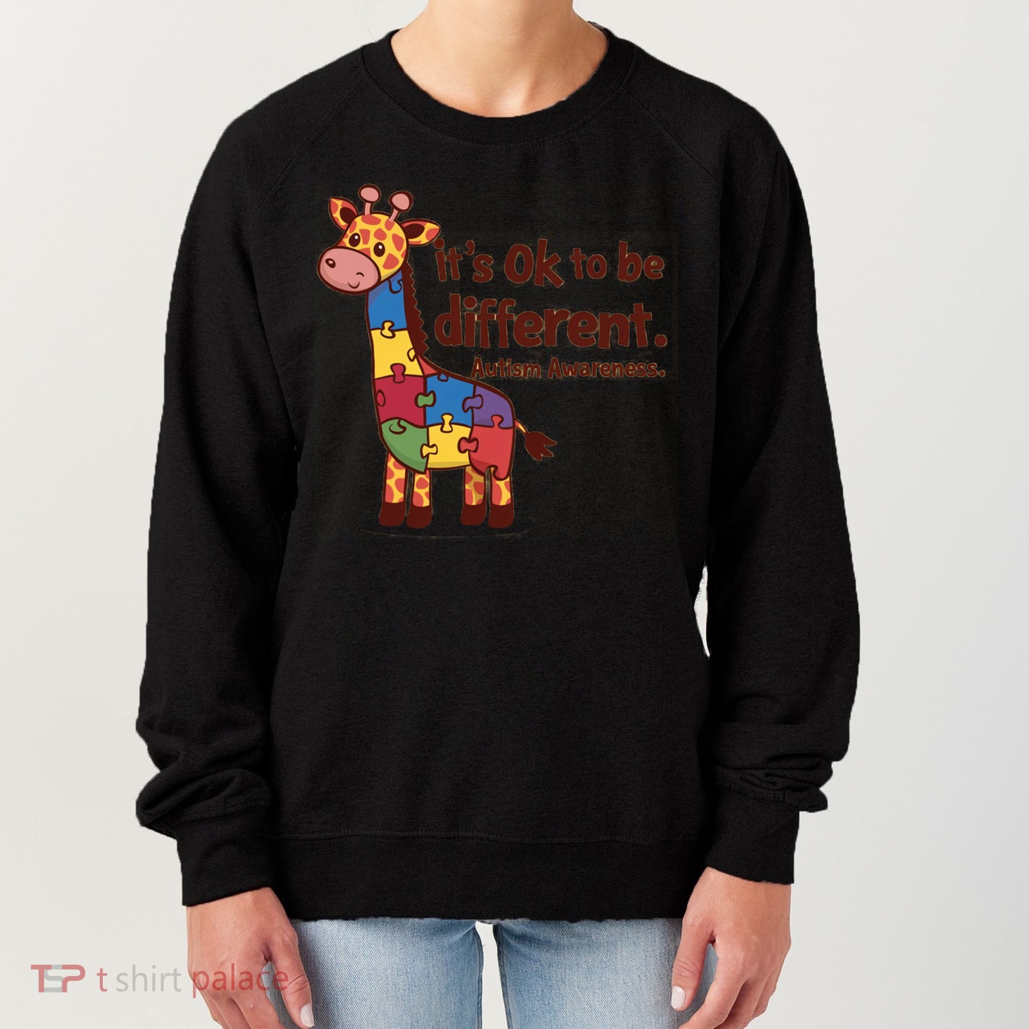 Autism Awareness ItS Ok To Be Different With Giraffe Cute Gift Women's Sweatshirt