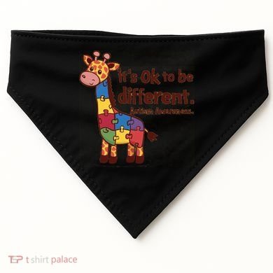 Autism Awareness ItS Ok To Be Different With Giraffe Cute Gift USA-Made Doggie Bandana