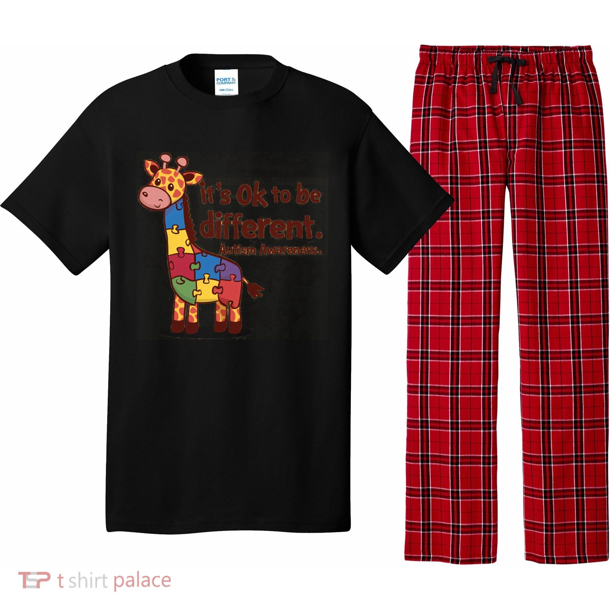 Autism Awareness ItS Ok To Be Different With Giraffe Cute Gift Pajama Set