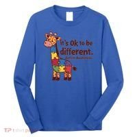 Autism Awareness ItS Ok To Be Different With Giraffe Cute Gift Long Sleeve Shirt thumb 0
