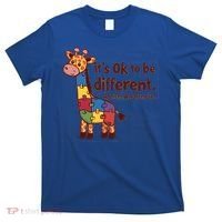 Autism Awareness ItS Ok To Be Different With Giraffe Cute Gift T-Shirt thumb 0
