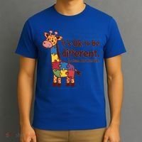 Autism Awareness ItS Ok To Be Different With Giraffe Cute Gift T-Shirt thumb 3