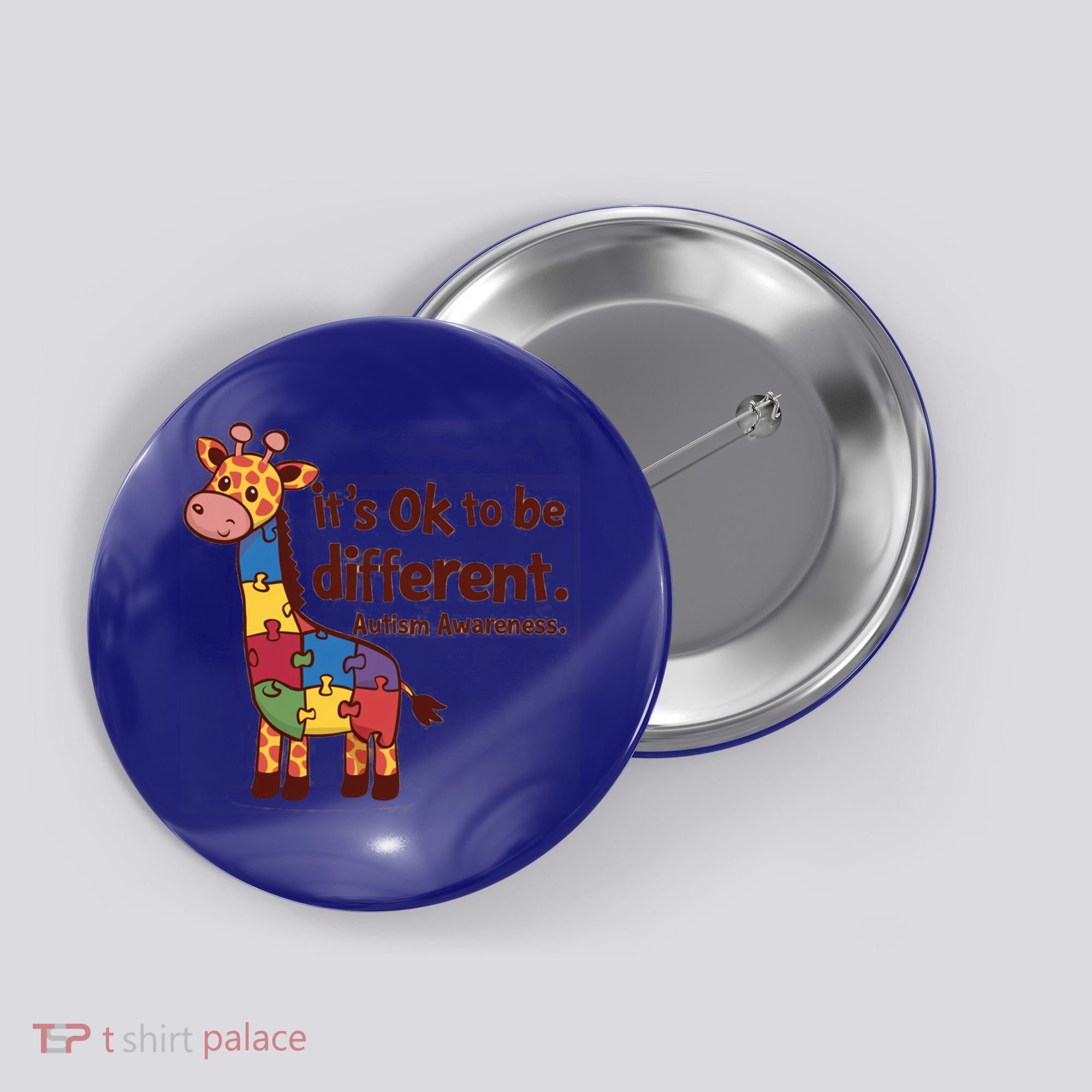 Autism Awareness ItS Ok To Be Different With Giraffe Cute Gift Button