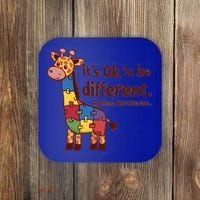 Autism Awareness ItS Ok To Be Different With Giraffe Cute Gift Coaster thumb 0
