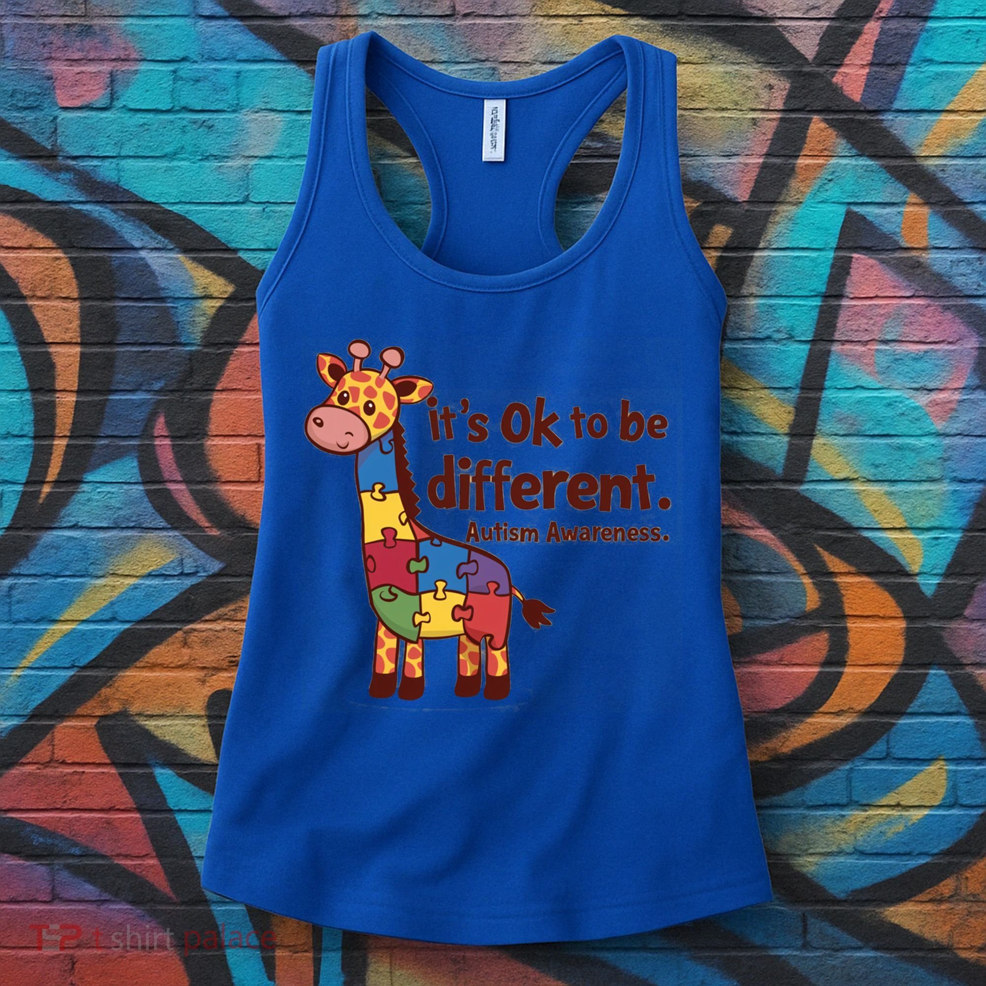Autism Awareness ItS Ok To Be Different With Giraffe Cute Gift Women's Tank Top