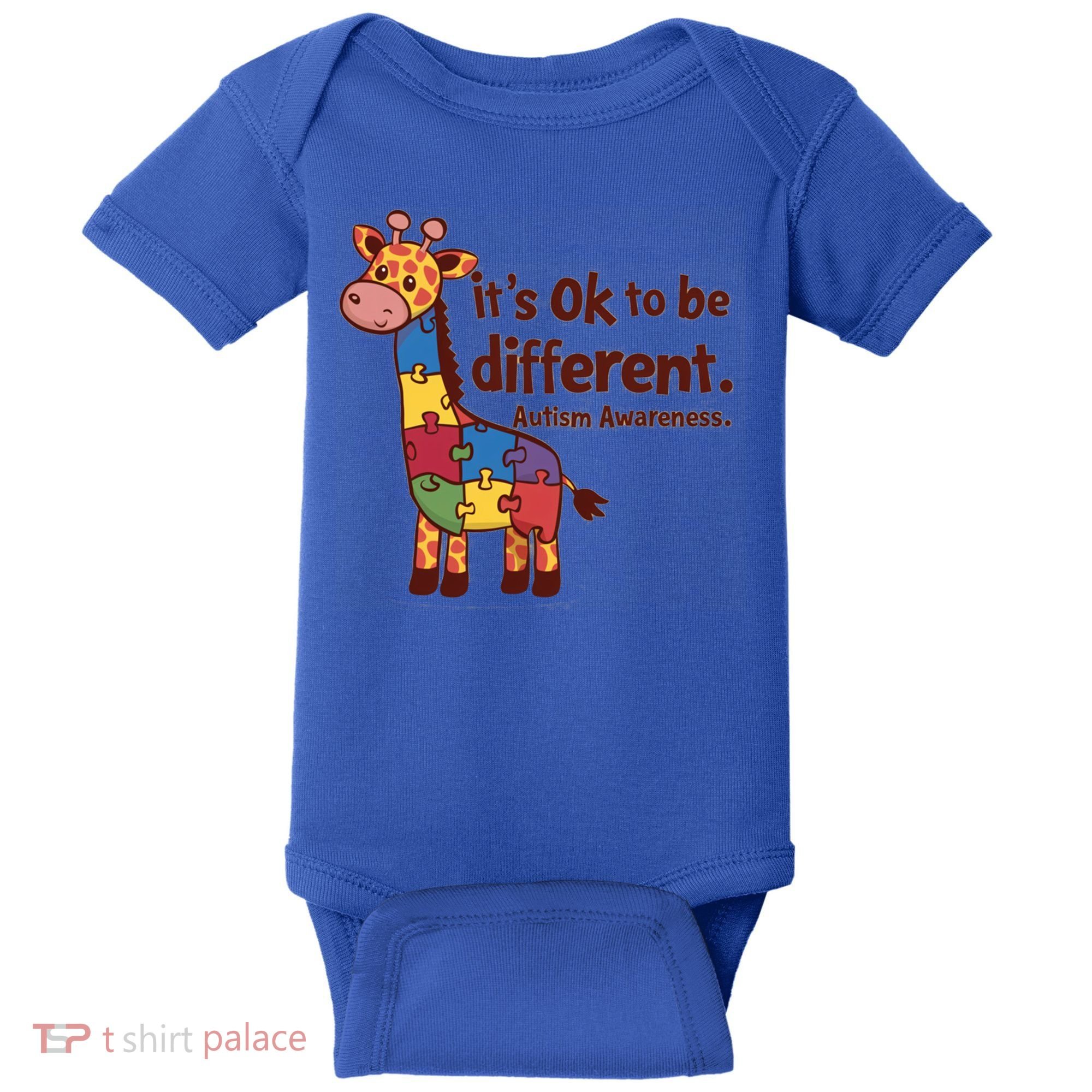 Autism Awareness ItS Ok To Be Different With Giraffe Cute Gift Baby Bodysuit