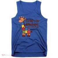 Autism Awareness ItS Ok To Be Different With Giraffe Cute Gift Tank Top thumb 0