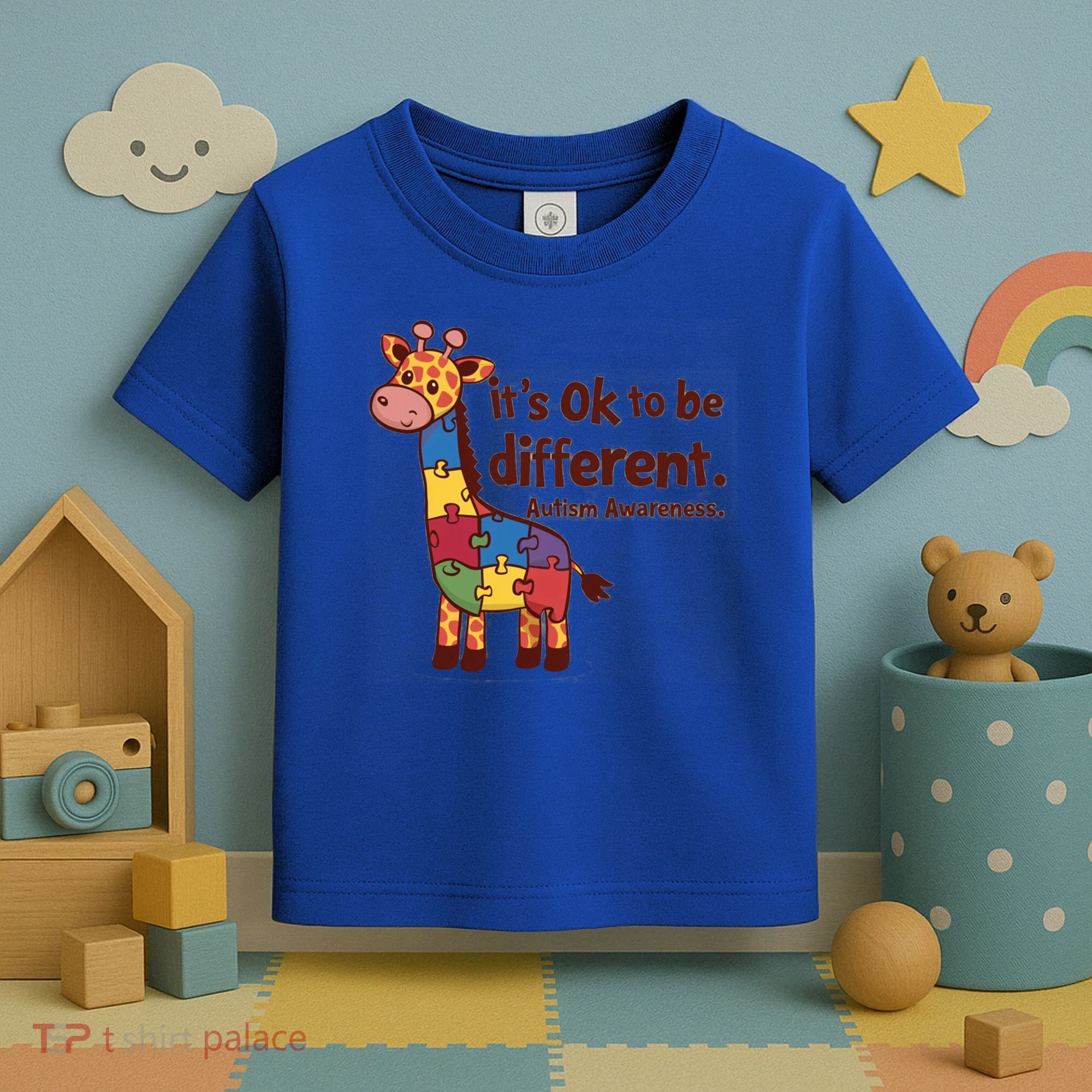 Autism Awareness ItS Ok To Be Different With Giraffe Cute Gift Toddler T-Shirt