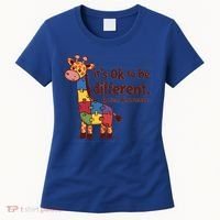 Autism Awareness ItS Ok To Be Different With Giraffe Cute Gift Women's T-Shirt thumb 0