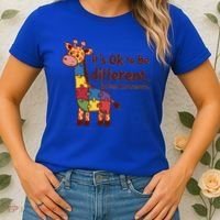 Autism Awareness ItS Ok To Be Different With Giraffe Cute Gift Women's T-Shirt thumb 2